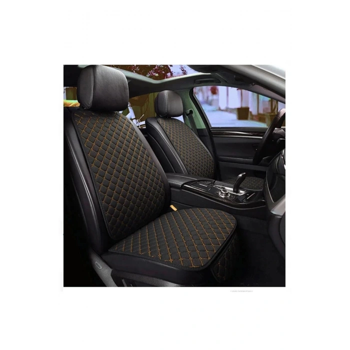 Araba Terletmez Ergonomik Koltuk Minderi (7 PARÇA) - 5 Koltuk Tam Set Siyah Turuncu