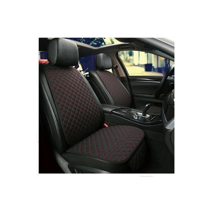 Araba Terletmez Ergonomik Koltuk Minderi (7 Parça) - 5 Koltuk Tam Set Siyah Kırmızı