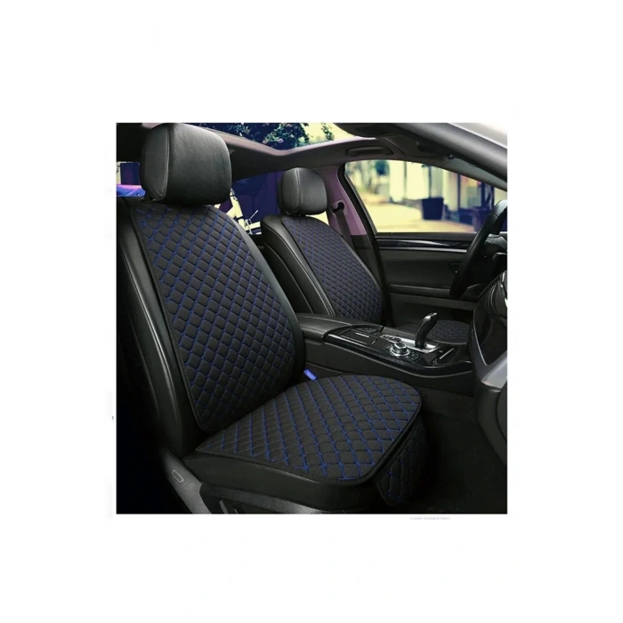 Araba Terletmez Ergonomik Koltuk Minderi (7 Parça) - 5 Koltuk Tam Set Siyah Mavi