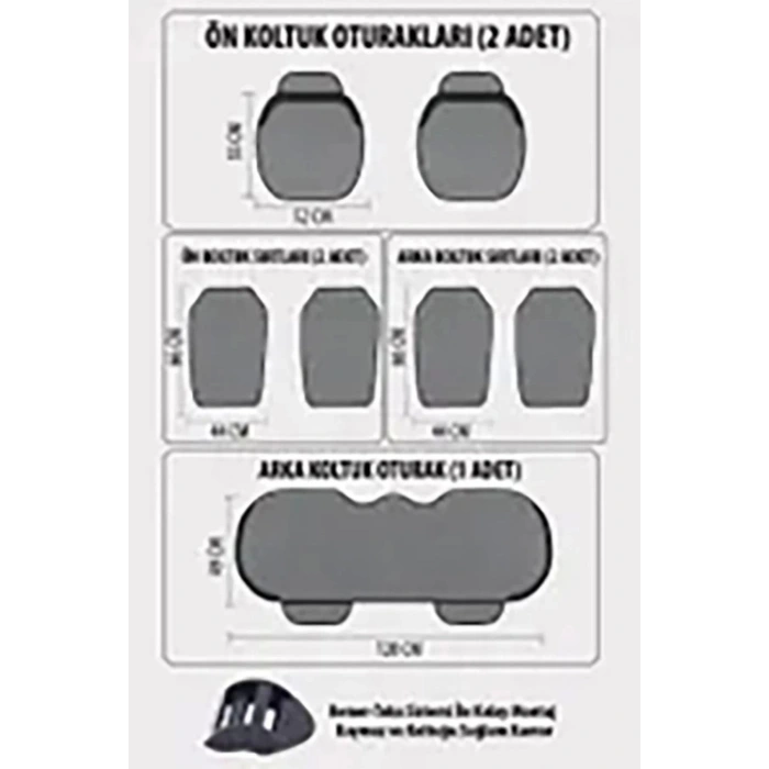 Araba Terletmez Ergonomik Koltuk Minderi (7 Parça) - 5 Koltuk Tam Set Siyah Mavi