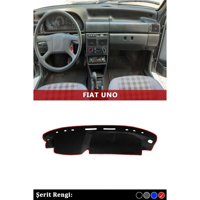 Fıat Uno 3d Torpido Kılıfı Panel Koruyucu Göğüs Kaplama - Kırmızı Şerit