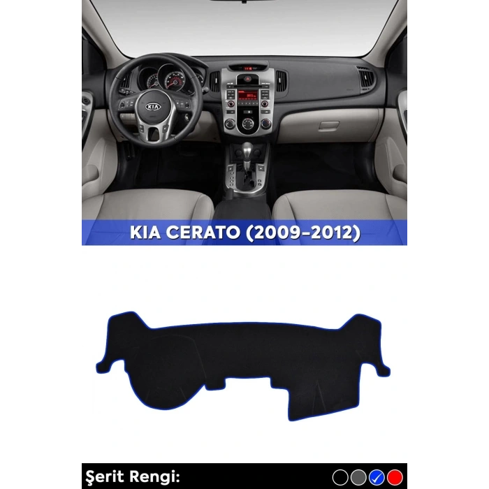 Kıa Cerato (2009-2012) 3d Torpido Koruma Kılıfı - Ön Göğüs Panel Kaplama - Mavi Şerit