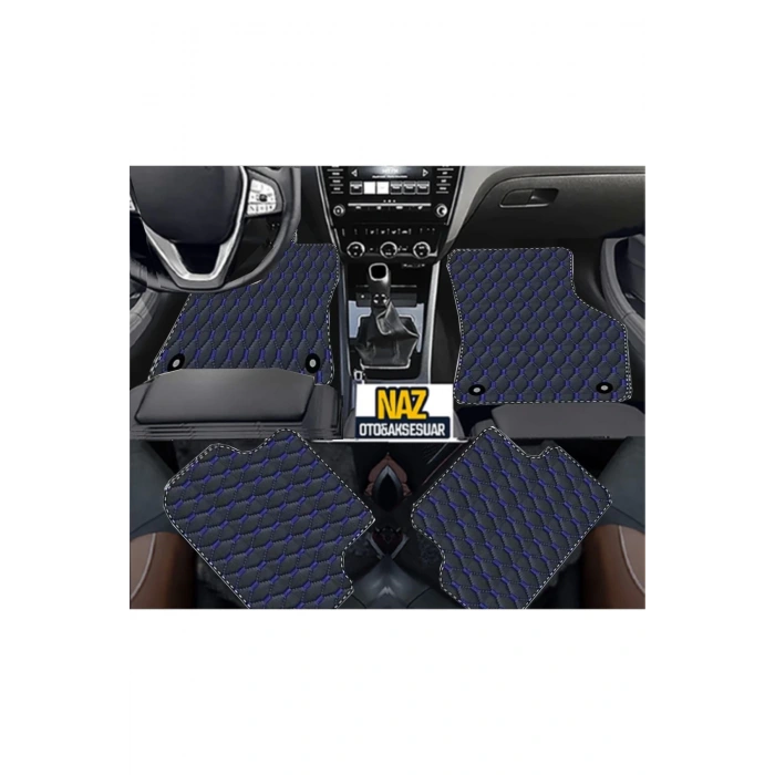 FORD ECOSPORT 2016 + Uyumlu Mavi Dikişli Siyah Deri Paspas