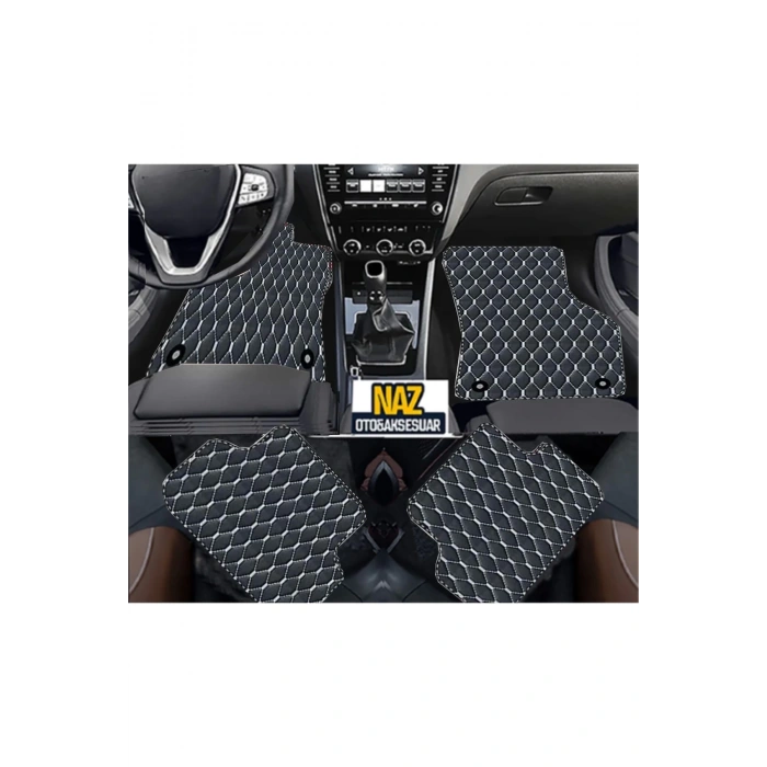 FORD ECOSPORT 2016 + Uyumlu Beyaz Dikişli Siyah Deri Paspas