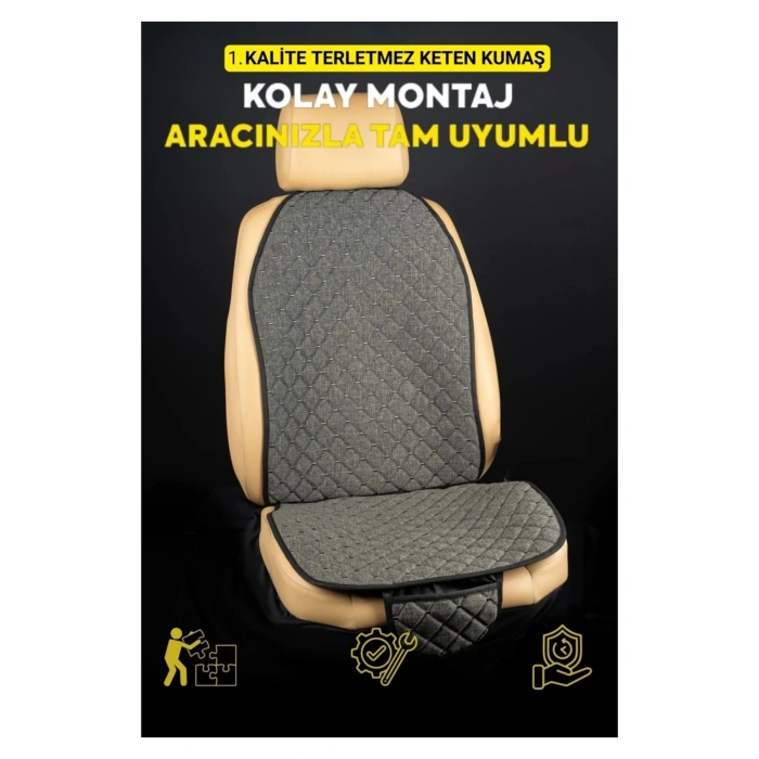 Citroen Berlingo 2019 SonrasıTerletmez Kaymaz Keten Oto Minder Kılıf Komple Set ( 7 Parça ) Füme