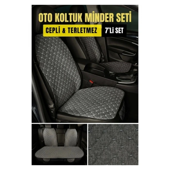 Volkswagen cc-2012 SonrasıTerletmez Kaymaz Keten Oto Minder Kılıf Komple Set ( 7 Parça ) Füme