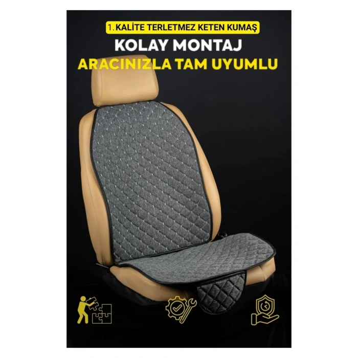Hyundai i30 2012-2017Terletmez Kaymaz Keten Oto Minder Kılıf Komple Set ( 7 Parça ) Gri