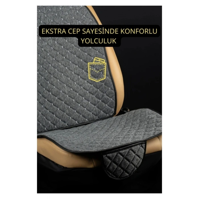Honda City 2002-2008Terletmez Kaymaz Keten Oto Minder Kılıf Komple Set ( 7 Parça ) Gri