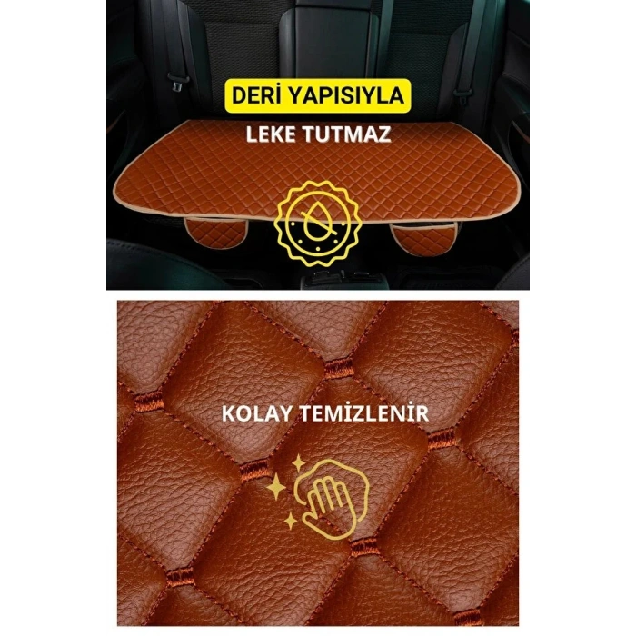 Araç Koltuk Minderi Oturak Takım 3 Parça Aracınıza Değer Katın Taba Deri Taba Iplik