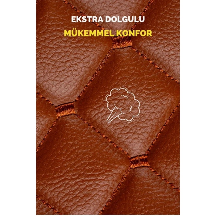 Araç Koltuk Minderi Oturak Takım 3 Parça Aracınıza Değer Katın Taba Deri Taba Iplik