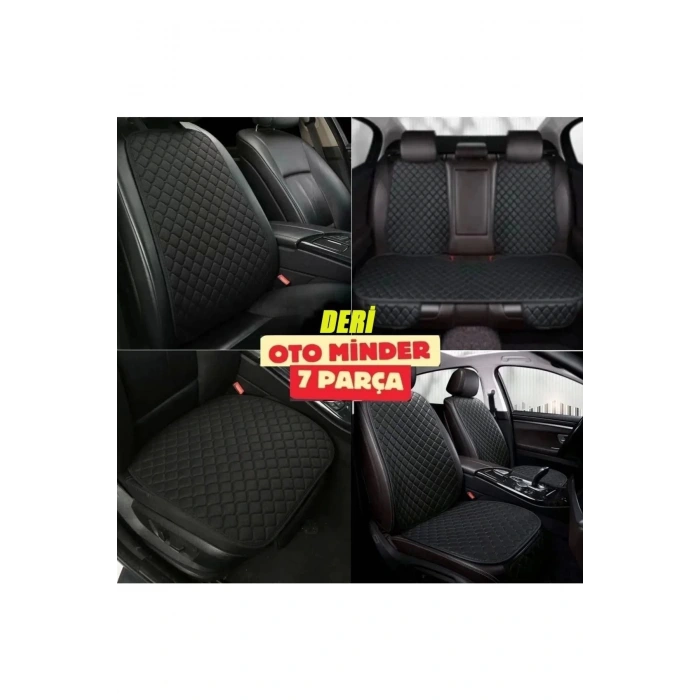 Audi A3 Koltuk Deri Minderi 7 Parça Ön Ve Arka Oturak Sırt Dayama Minder siyah-siyah