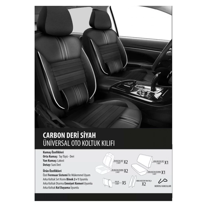 Bmw 4 Serisi Koltuk Kılıfı Carbon Deri Siyah