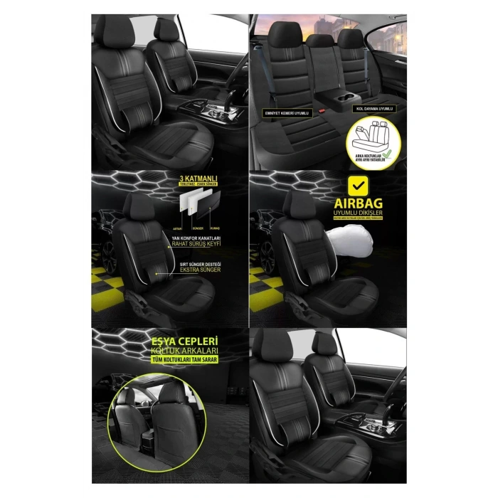 Bmw 4 Serisi Koltuk Kılıfı Carbon Deri Siyah