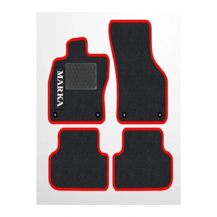 BMW E 90 2005 - 2011 Siyah Halı Kırmızı Kenar Petek Topuk