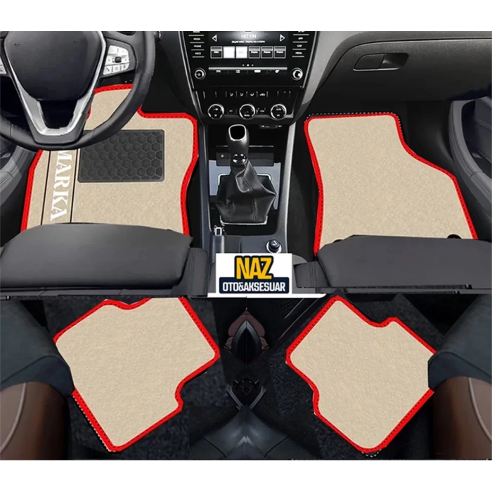 Ford B-Max 2011 sonrası  Bej Halı Kırmızı Kenar  Petek Topuk