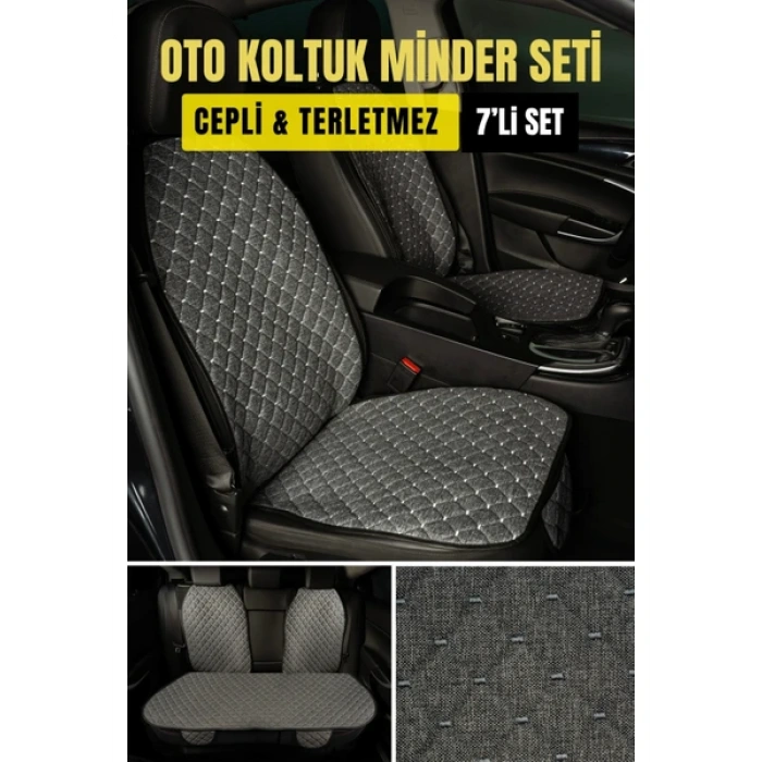 Ford ranger 2011-2022tkmTerletmez Kaymaz Keten Oto Minder Kılıf Komple Set(7Parça) Füme