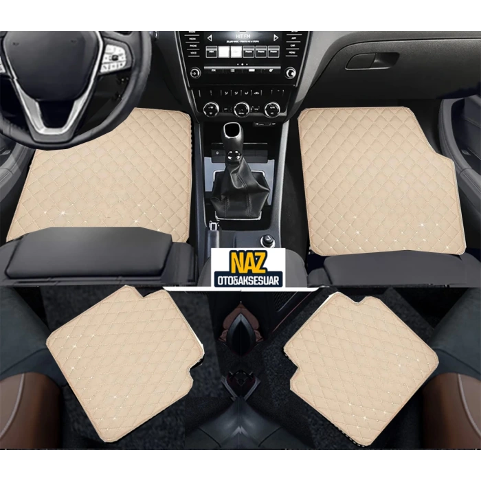 Honda Civic 2006-2011 -Sedan Uyumlu Bej Dikişli Bej Deri Paspas