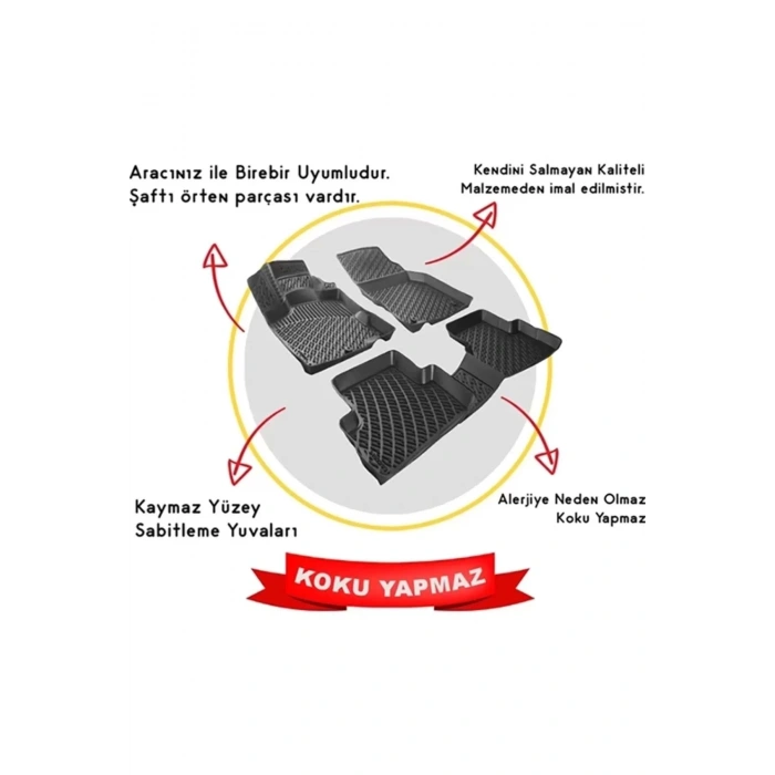 Honda Civic SEDAN 2006 -2012 3D Siyah Kokusuz Havuzulu Paspas Takımı