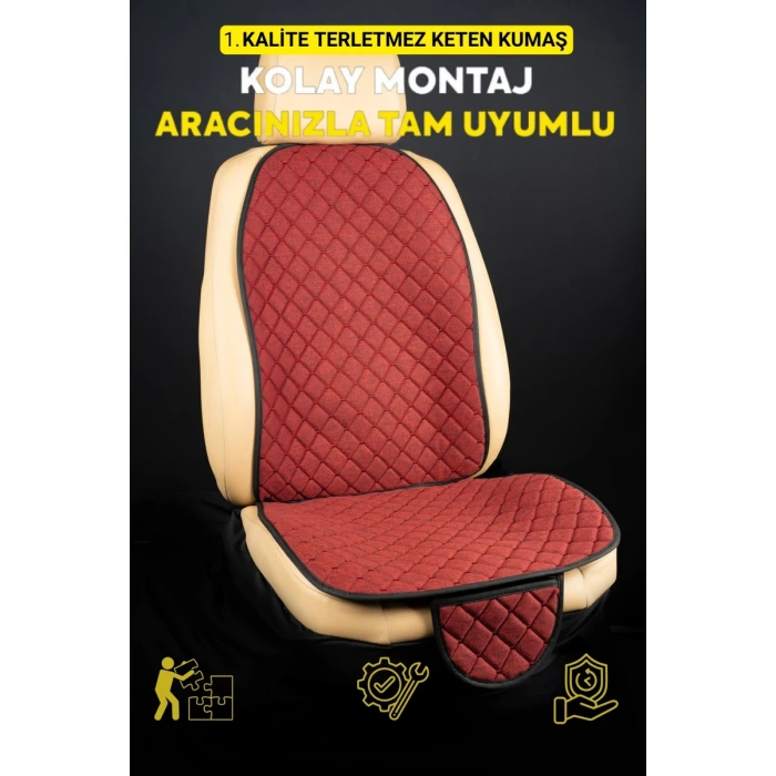 HONDA CR-V 1997-2001Terletmez Kaymaz Keten Oto Minder Kılıf Komple Set(7Parça) Kırmızı