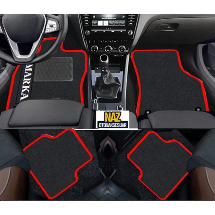 HONDA CR-V 2012-2017  Siyah Halı Kırmızı Kenar Petek Topuk