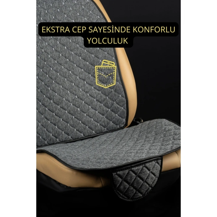 jeep compass-2006-2016Terletmez Kaymaz Keten Oto Minder Kılıf Komple Set(7Parça) Gri