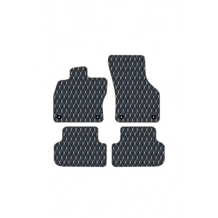 Kia Cerato LD 2003-2008 Uyumlu Beyaz Dikişli Siyah Deri Paspas