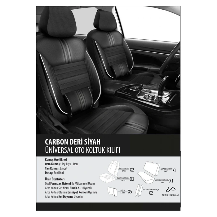 Land Rover Discovery Koltuk Kılıfı Carbon Deri Siyah