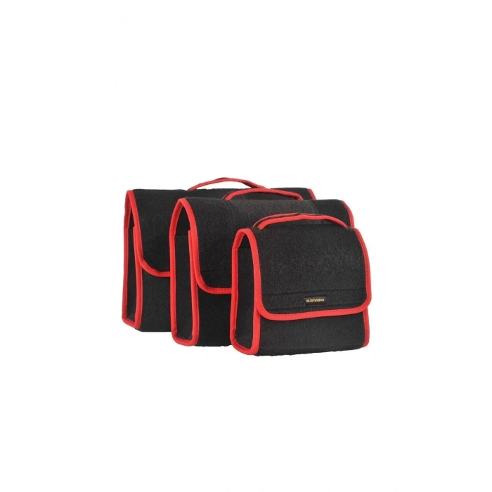 Mini-Midi-Maxi 3lü Bagaj Çantası Seti, Kenar Renk Kırmızı