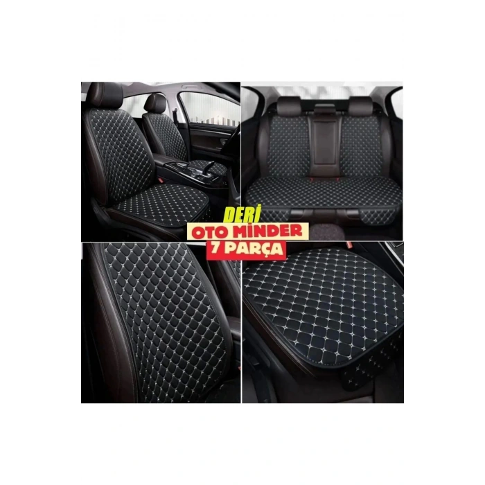 Nissan Note Koltuk Deri Minderi 7 Parça Ön Ve Arka Oturak Sırt Dayama Minder siyah-beyaz