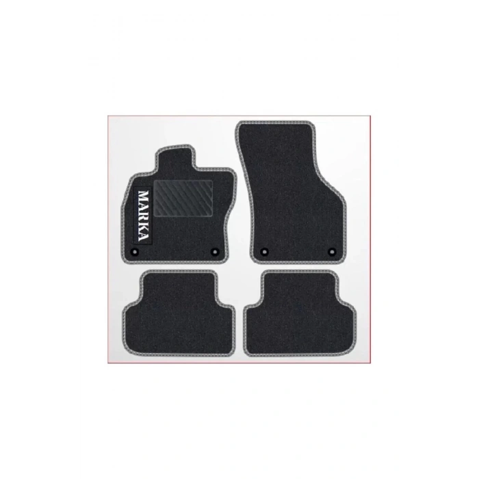 Volkswagen Golf 5 2003-2009  Siyah Halı Gri Kenar Petek Topuk