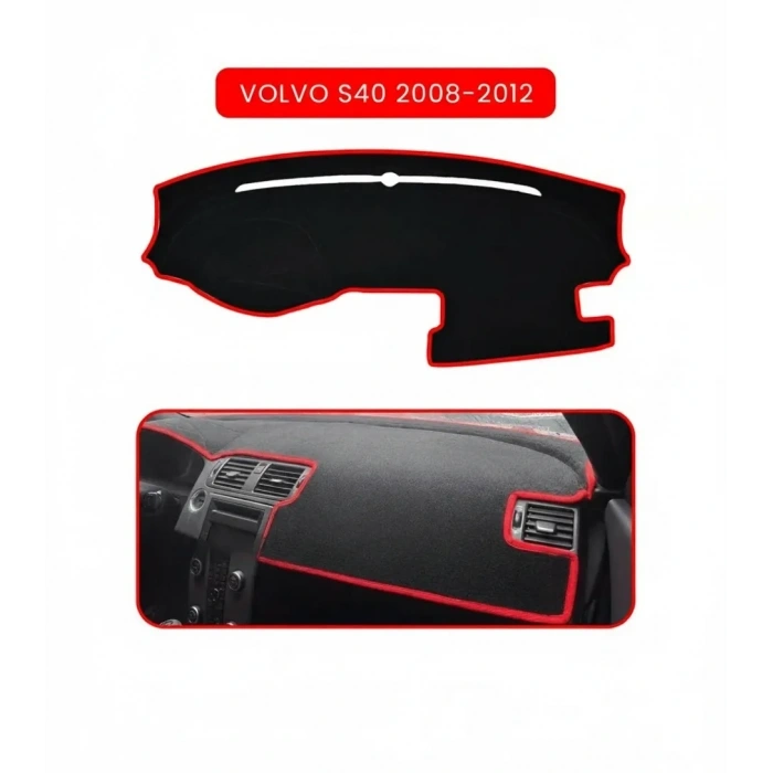 VOLVO S40 (2008-2012)TORPİDO KORUMA HALISI KIRMIZI KENAR