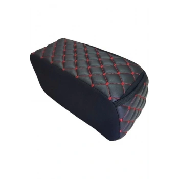Araba Oto Kolçak Sünger Kolçak Kol Dayama Baklava Desen Siyah Deri Kırmızı Desen