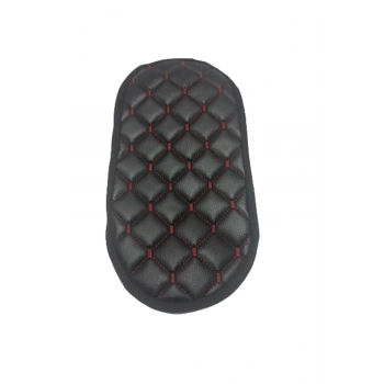 Araba Kol Dayama Örtüsü Oval Siyah Deri Kırmızı Desen