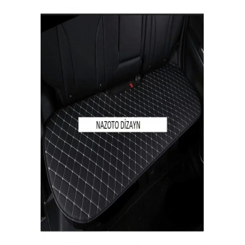 Araba Arka Koltuk Deri Minder Siyah Deri-beyaz Nakış