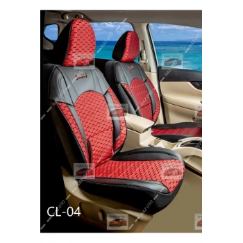 QUALİTY Petek Kumaş SİYAH-Kırmızı Deri ORTAPEDİK Oto Kılıfı