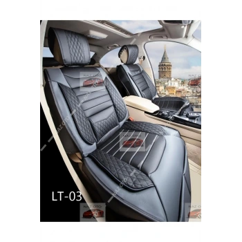 SPESIYAL Siyah Gri Deri ORTAPEDİK Araç Koltuk Kılıfı