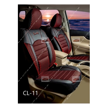 QUALİTY Petek Kumaş bordo-siyah Deri ORTAPEDİK Oto Kılıfı