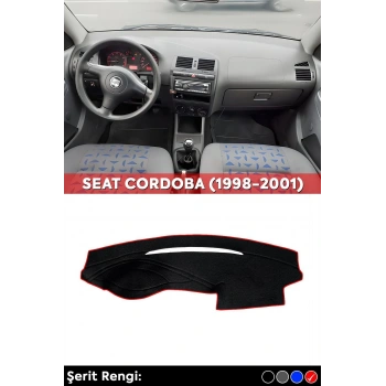 Seat Cordoba (1998-2001) 3d Torpido Koruma Kılıfı - Ön Göğüs Kaplama - Kırmızı Şerit