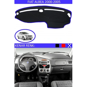 Fiat Albea 2000-2005 Modelleri İçin Uygun Torpido Koruma Halısı Siyah Kenar Renk Mavi