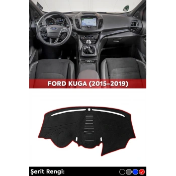 Ford Kuga (2015-2019) 3d Torpido Koruyucu Kılıf - Ön Göğüs Panel Kaplama - Kırmızı Şerit
