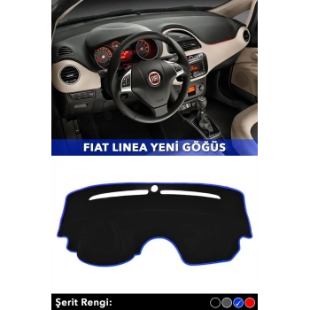 Fıat Lınea Yeni Göğüs 3d Torpido Koruyucu Kılıf - Ön Göğüs Panel Kaplama - Mavi Şerit