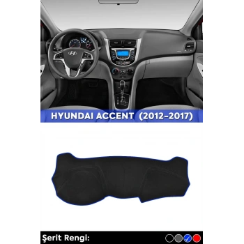Hyundaı Accent Blu (2012-2017) 3d Torpido Koruma Kılıfı - Ön Göğüs Panel Kaplama - Mavi Şerit