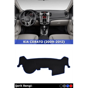 Kıa Cerato (2009-2012) 3d Torpido Koruma Kılıfı - Ön Göğüs Panel Kaplama - Mavi Şerit