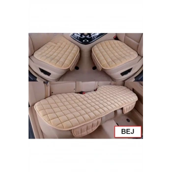 Araba Koltuk Soft Ortopedik Cepli Oto Kılıf- Minder Seti (3 parça) Bej
