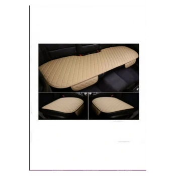 Araç Koltuk Minderi Oturak Takım 3 Parça Aracınıza Değer Katın Bej Deri Bej Iplik