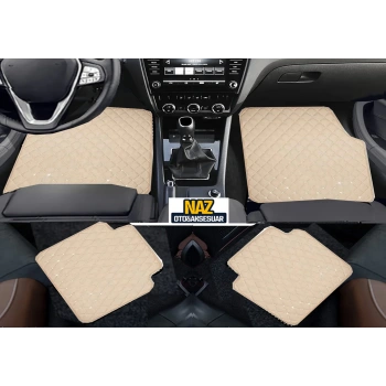 Audi A1 2018 + Uyumlu Bej Dikişli Bej Deri Paspas