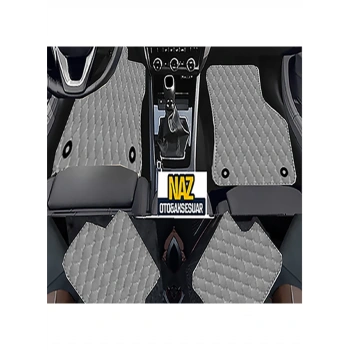 Audi A1 2018 + Uyumlu Gri Dikişli Gri Deri Paspas