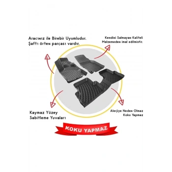 Audi A3 2003-2013 3d Siyah Kokusuz Havuzulu Paspas Takımı