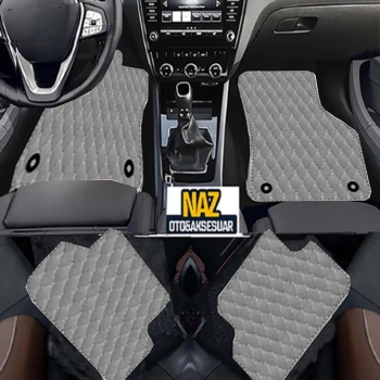 BMW 6 E64 Cabrio 2004-2011 Uyumlu Gri Dikişli Gri Deri Paspas