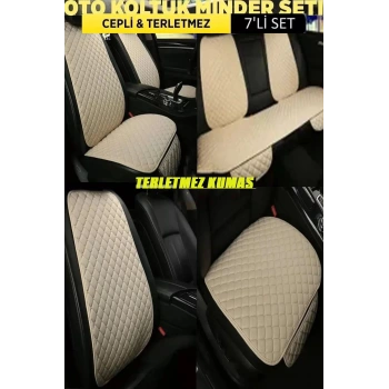 CHRYSLER GRAND Terletmez Kumaş Minder Seti 7 Parça Full Takım Bej-bej